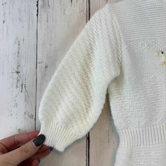 VTG Dolce Bebe White Duck 3D Knit Baby Footies Outfit Italy Size 6-9 Months - Picture 4 of 11